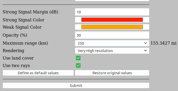 Coverage Map Settings